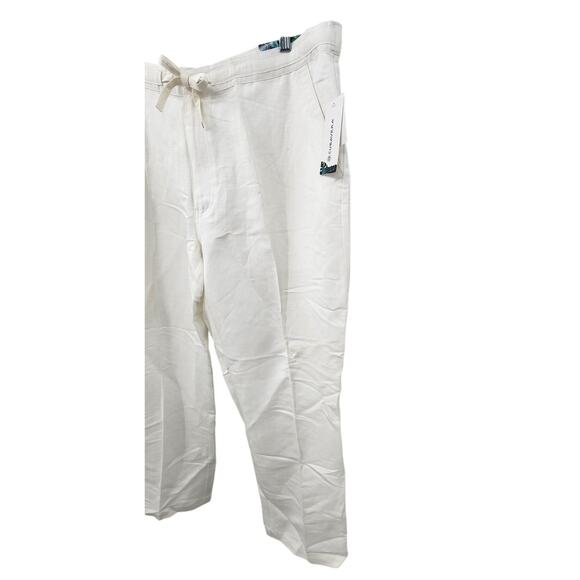 New NWT Cubavera White Linen Blend Wide Leg Pants Size XL In Bright White - Picture 6 of 12